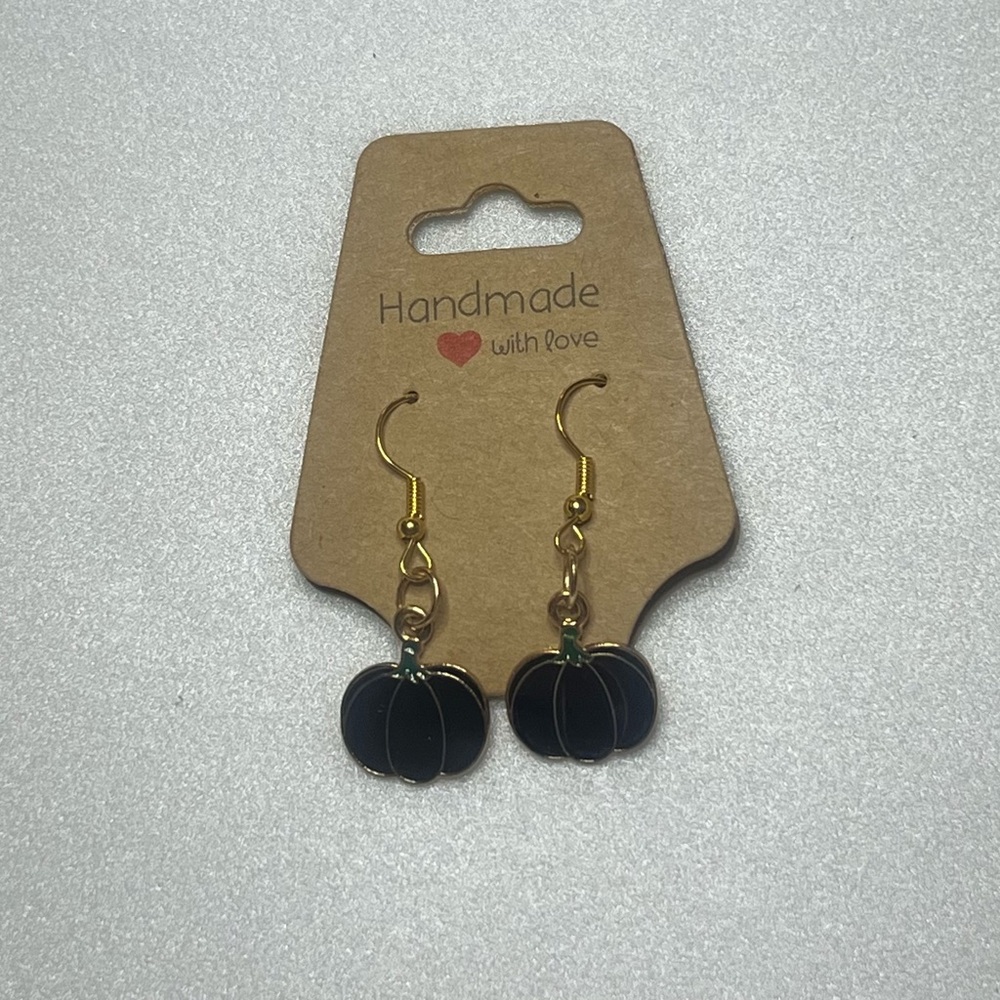 Handmade Black Pumpkin Earrings